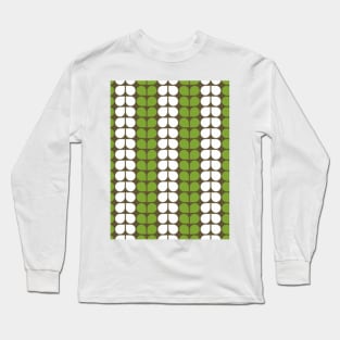 Classy Retro Mod Petal Print Modern Decor Green Brown Long Sleeve T-Shirt